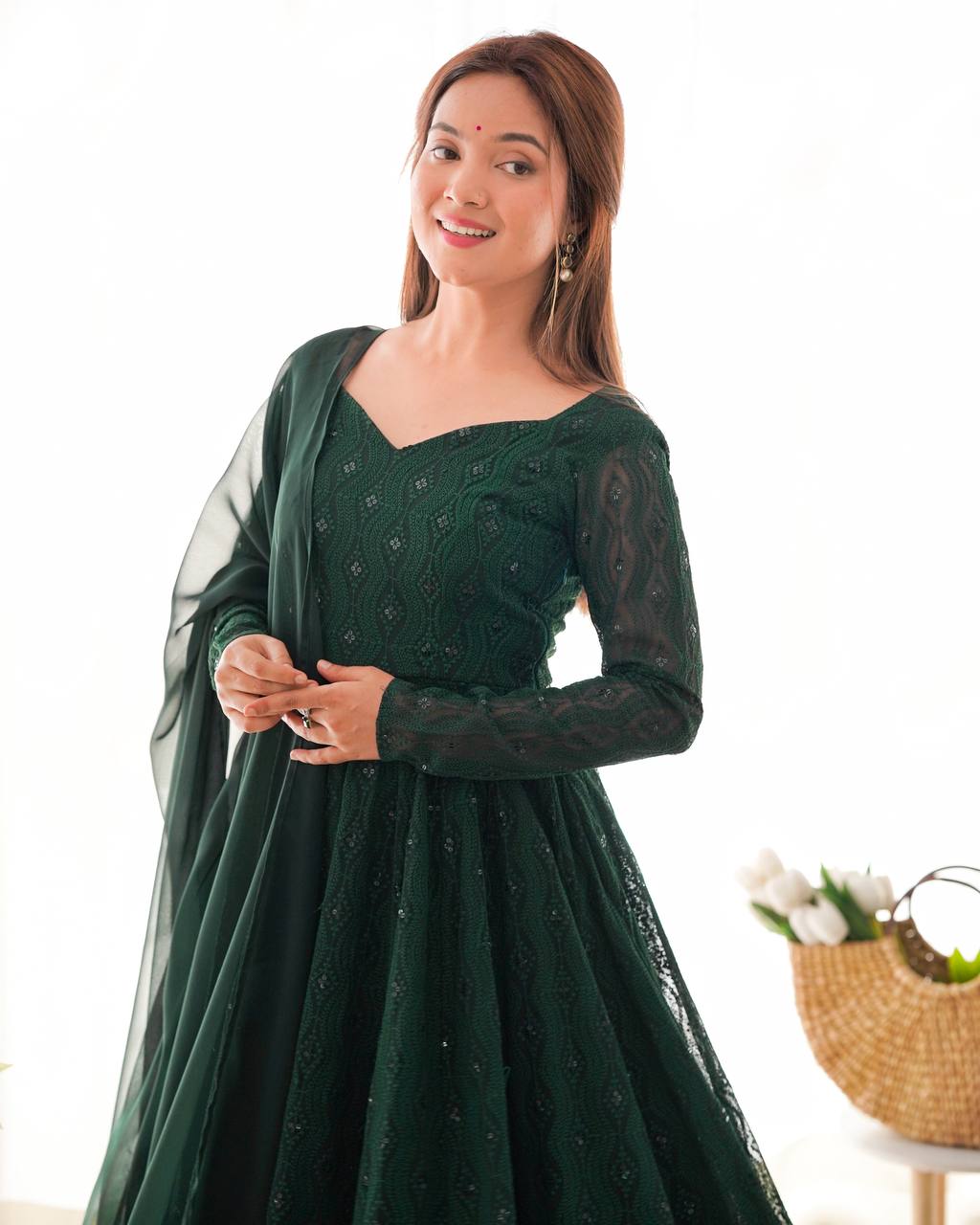 ✨ Elegant Lucknowi Anarkali Set ✨